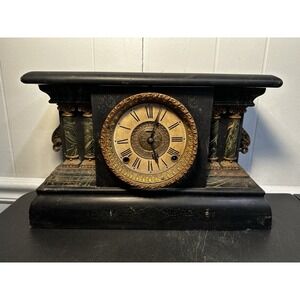 Antique Victorian Mantel Clock E. Ingraham "Adrian" Faux Marble Untested *AS IS*